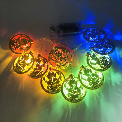 Mini LED String Light Gold AUM OM Lakshmi Ganesha String Light for Deepavali Diwali Party Decoration Festival Golden String Lamp