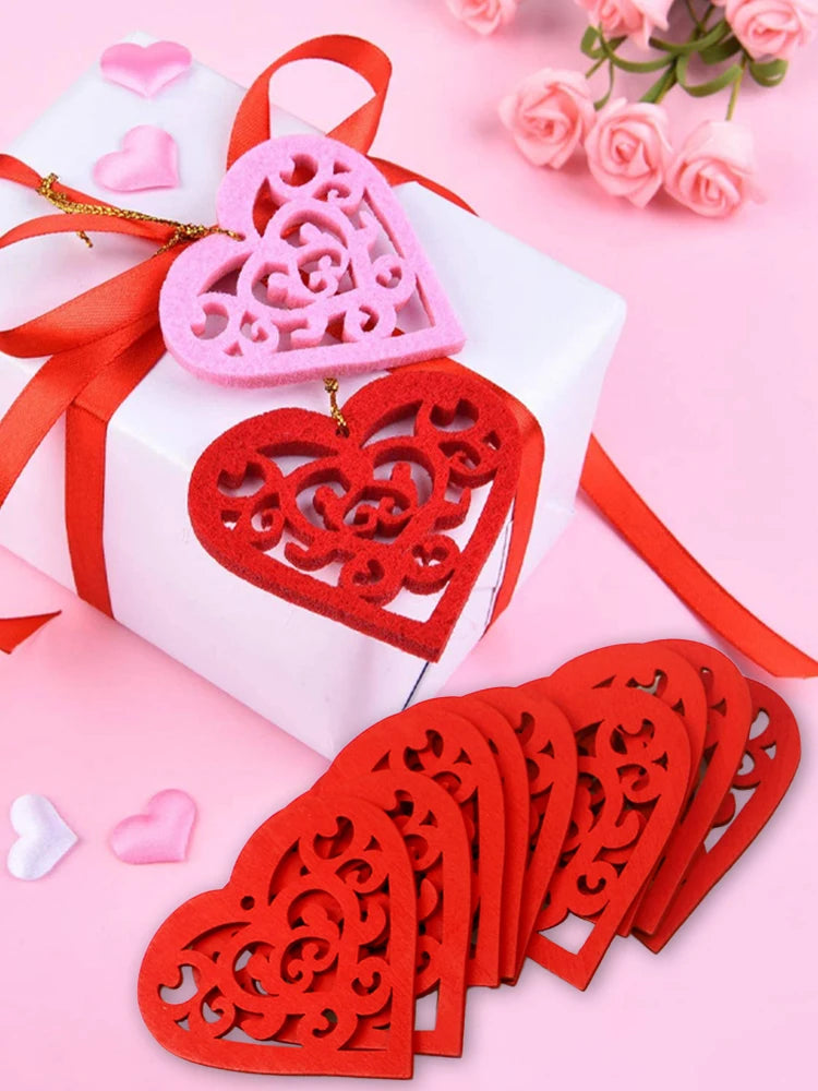 30Pcs Engraved Love Heart shaped pendant Hollow Shape DIY Crafts for Wedding Party Valentines Day Decoration Ornaments