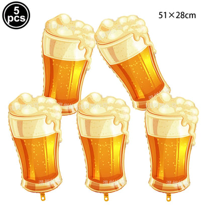 Beers Happy Birthday Party Banner Beer Cups Balloon Cheers Cake Topper Decorations Men Beer Birthday Bachelorette Party Supplies