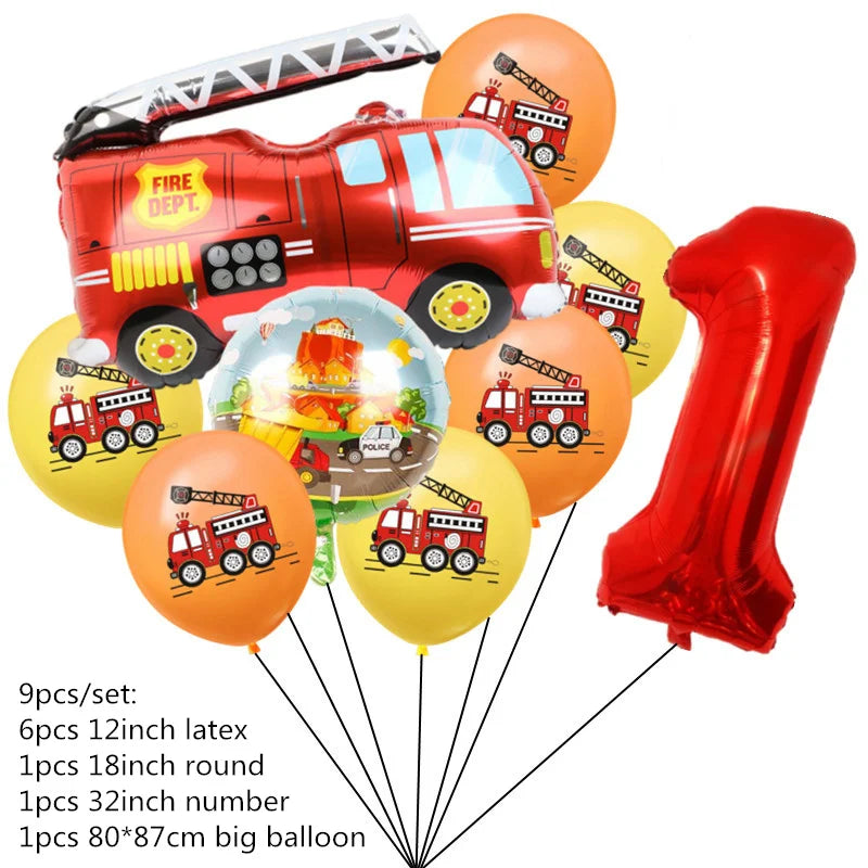 Firefighter Sam Party Supplies Plates Napkins Cups Tablecloth Banner Fire Truck Party Decorations Kids Boys Decor Supplies