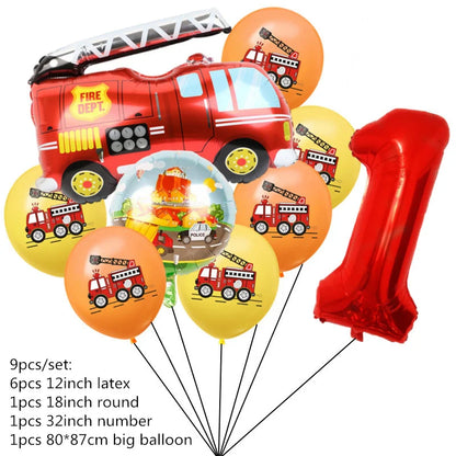 Firefighter Sam Party Supplies Plates Napkins Cups Tablecloth Banner Fire Truck Party Decorations Kids Boys Decor Supplies
