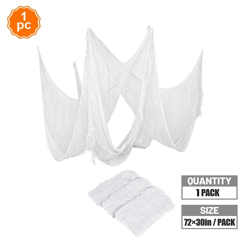 Creepy Cloth Spooky Halloween Decoration White Black Gauze Window Door Cover Scary Party Horror House Props Hallow Home Supplies