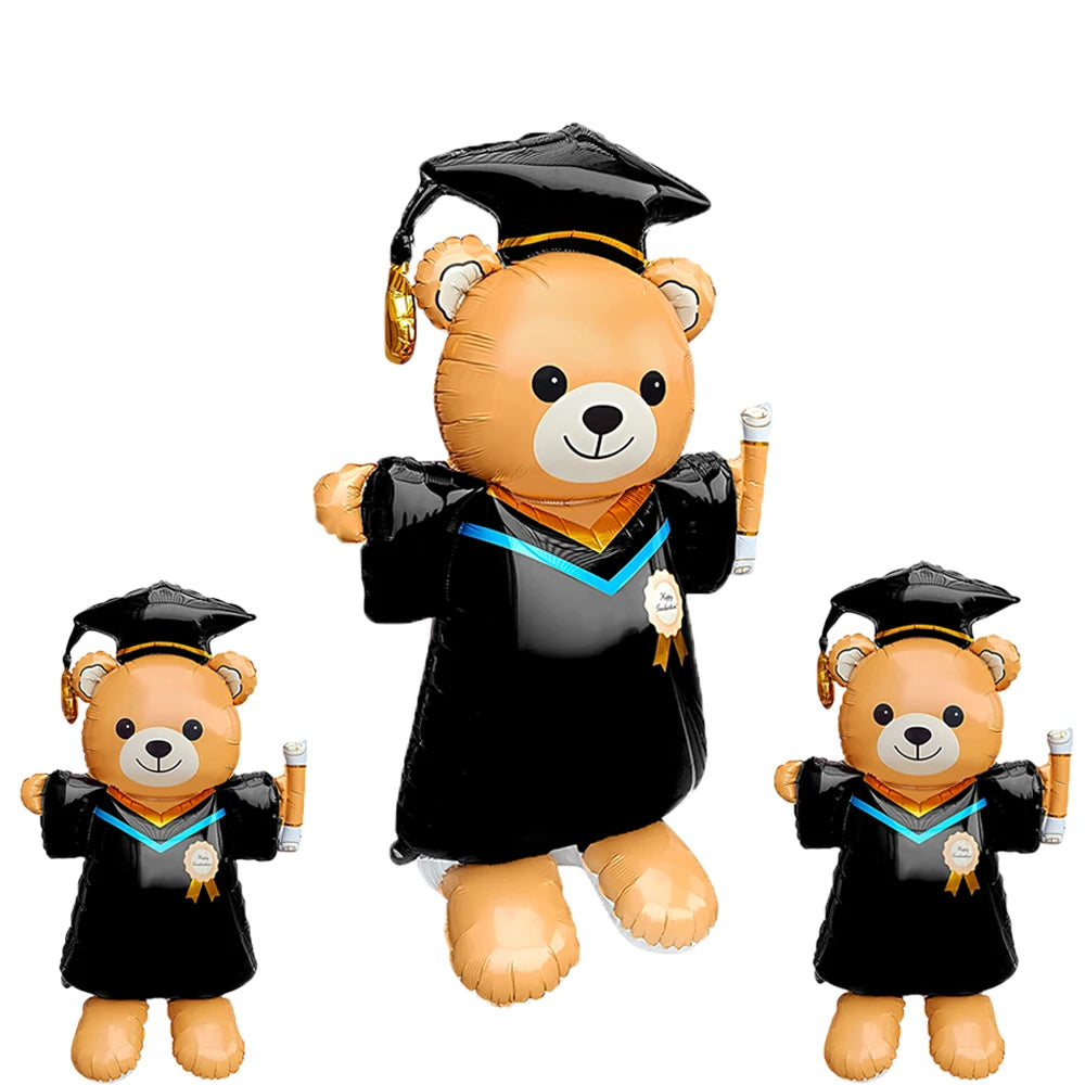 1pc 60inch Standing Graduation Bear Aluminum Film Balloon, Graduation Party Balloon Perfect For School Events And Campus Decorat