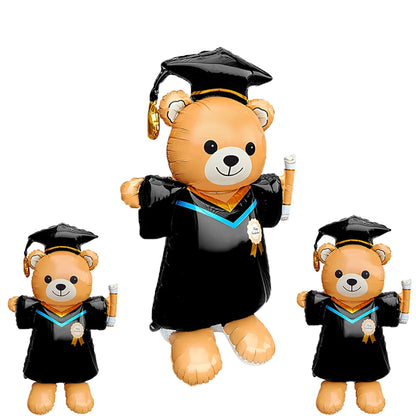 1pc 60inch Standing Graduation Bear Aluminum Film Balloon, Graduation Party Balloon Perfect For School Events And Campus Decorat
