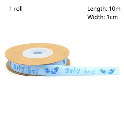 Gender Reveal Supplies 10 meters Boy or Girl Silk Ribbons For Handmade Design Baby Shower Decoration DIY Gift Packing