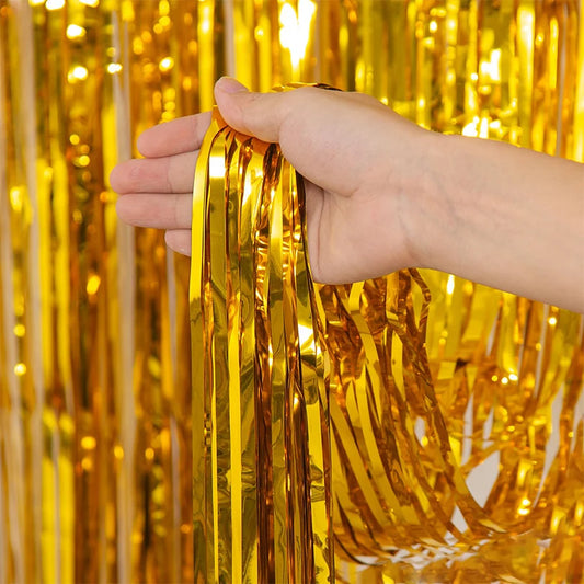 Golden Glitter Tassel Background Decoration, Ceremony, Bachelorette, Wedding, Birthday Party Decoration, Photography Props 1m*2m