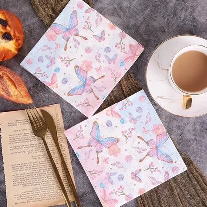 20Pcs/pack Lover Heart Rose Printed Paper Disposable Tableware Napkin Tissues DIY Wedding Party Decoration Valentine's Day Decor