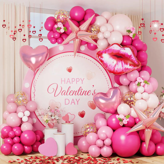 130pcs Rose Red Pink Balloon Garland Arch Kit Wedding Birthday Party Decoration Valentine's Day Baby Shower Decor Globos