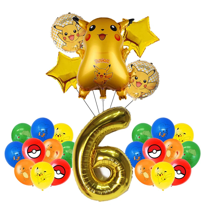 Pokemon Birthday Party Decoration New Lightning Pikachu Balloon For Kids Event Supplies Disposable Tableware Banner Backdrop