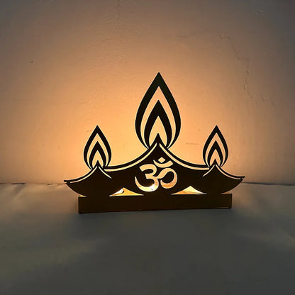 1pc Happy Diwali Candlestick Gold Iron Candle Holder for Diwali Festival Party Home Table Decoration