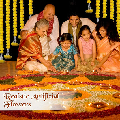 5-50pcs Marigold Flower Garlands Artificial Flower Garland for Indian Décor,Pooja, Diwali, Fiesta Day of The Dead, Mexican Party