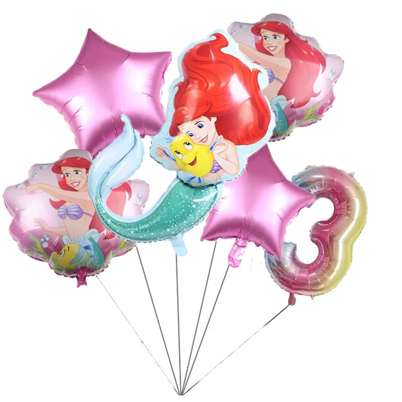 The Little Mermaid Theme Party Supplies  Ariel Princess Paper Napkin Plate Cup Balloons Kid Girls Birthday Party Decoration Gift