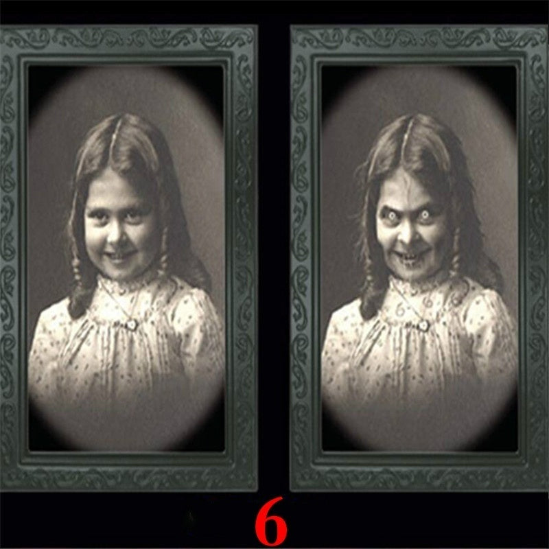 3D Changing Face Ghost Picture Frame Halloween Decoration Horror Craft Supplies Haunted House Party Decor Halloween Props
