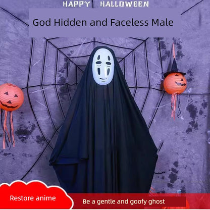 Qianhe Qianxun Faceless Male Cos Costume Comic Exhibition Cosplay Halloween Children Adult Clothes Miyazaki Anime