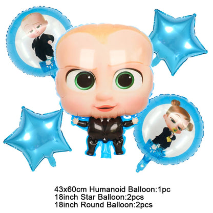 Cartoon Boss-Boys-Girls Theme Newborn 1st Birthday Party Decor Disposable Tableware Backdrop Balloons Baby Shower For Kids Gifts
