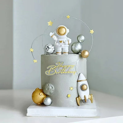 Astronaut Theme Cake Topper Planet Space Rocket Spaceship Birthday Decor Kids Boy Girl Birthday Party Baby Shower Decoratings