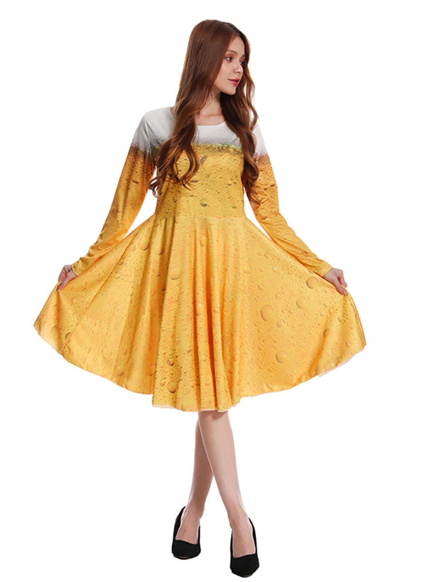 Men's Womens Oktoberfest Suit Costume Fancy Dress Up Adult Suit Clothes Role Play Yellow Beer Party Fantasia Costumes