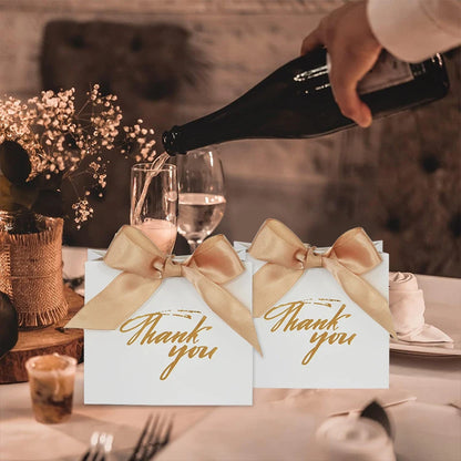5/10pcs Thank You Candy Box With Ribbon Small Gift Packing Bag For Christmas Wedding Baby Shower Birthday Party gift for guests