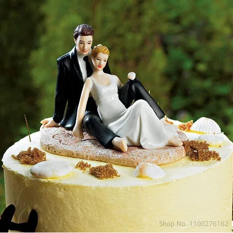 Cake Toppers Dolls Bride and Groom Figurines Funny Wedding Cake Toppers Stand Topper Decoration Supplies Marry Figurine