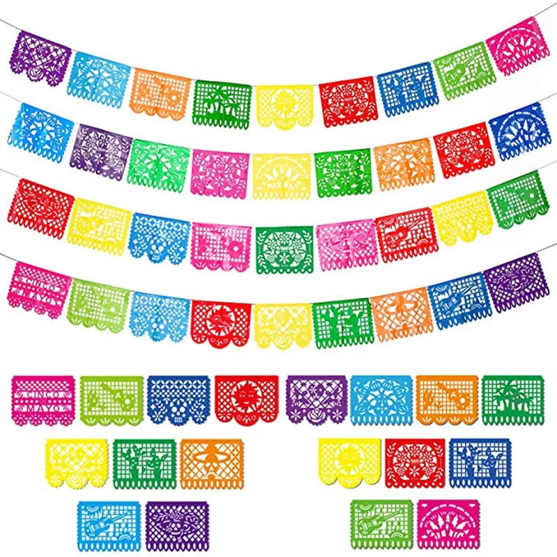 Papel Picado Paper Banners Mexican Party Decorations for Cinco de Mayo Day of The Dead Decorations Birthdays Mexican Flags