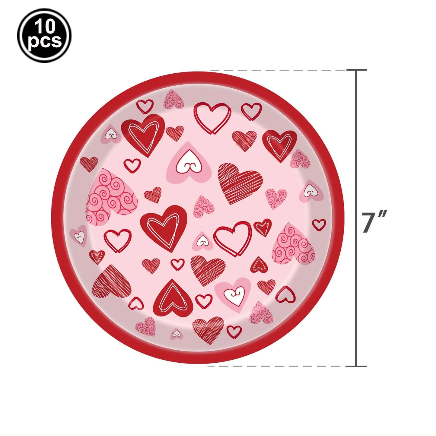 Valentine's Day Theme Disposable Tableware Red Love Heart Pattern Paper Plates Cups Napkins Girls Wedding Party Decor Supplies