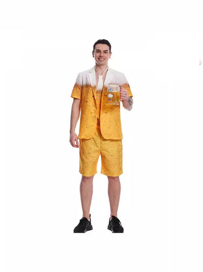 Men's Womens Oktoberfest Suit Costume Fancy Dress Up Adult Suit Clothes Role Play Yellow Beer Party Fantasia Costumes