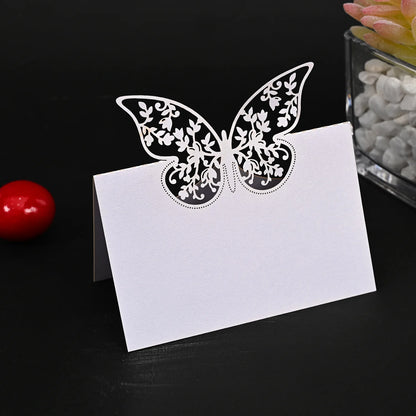 20/50pcs Laser Hollow Butterfly Wedding Place Card Banquet Party Birthday Seat Card Name Sign-in Table Card Flower Greeting Card
