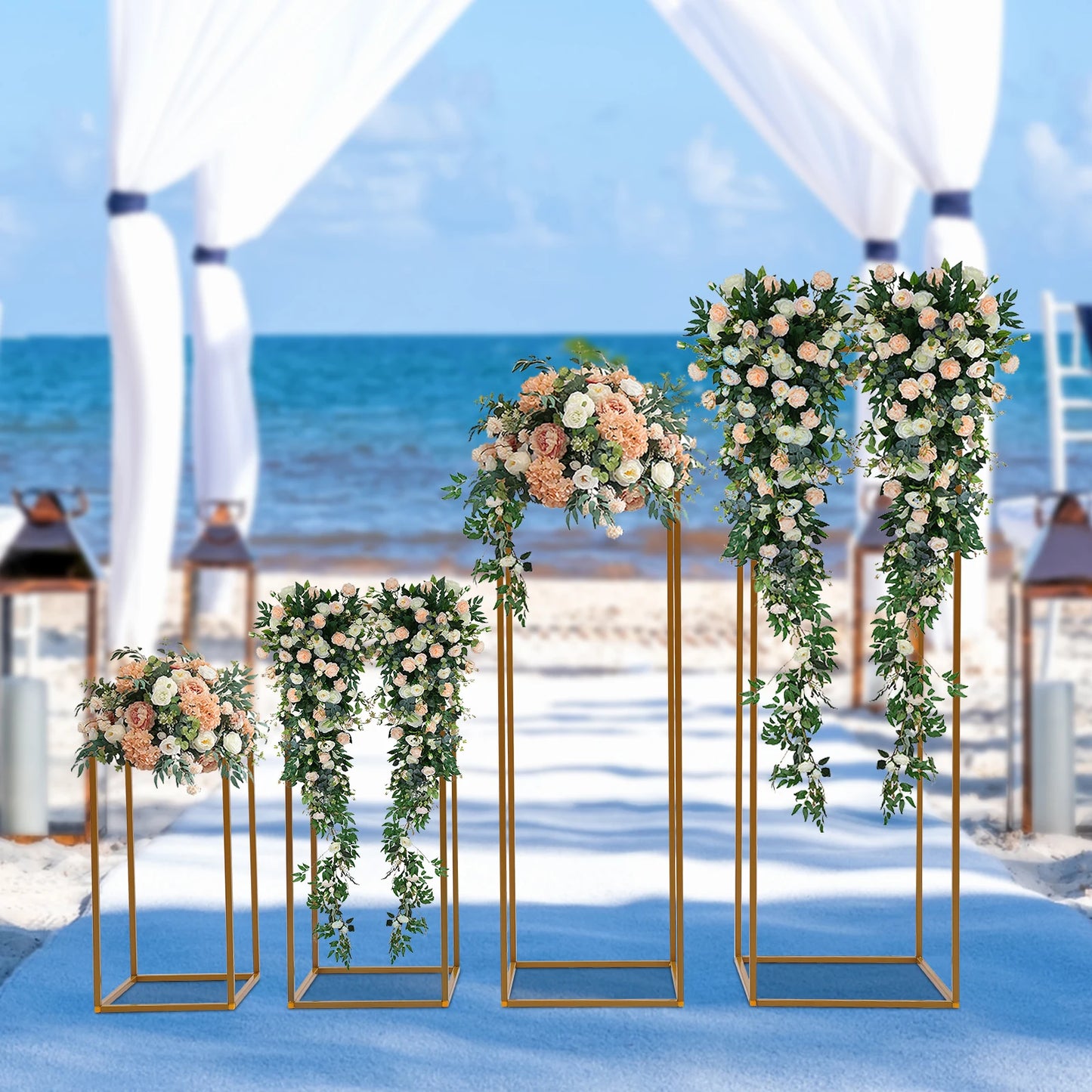 10Pcs/4Pcs Metal Golden Rectangular Frame Backdrop Wedding Rack Arch For Birthday Party Backdrop Wedding DLY Decor