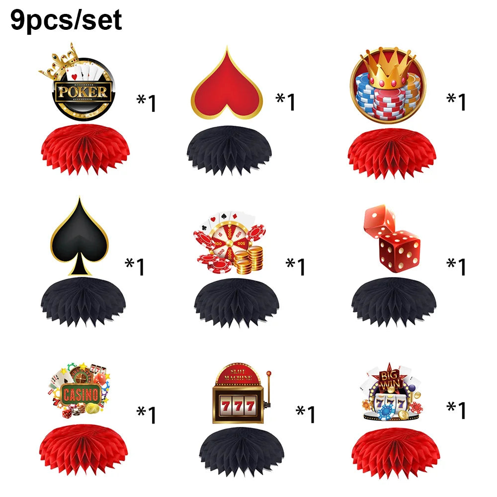 Casino Birthday Decorations Las Vegas Party Foil Curtains Backdrop Balloon New Years Eve Party Poker Decor Supplies