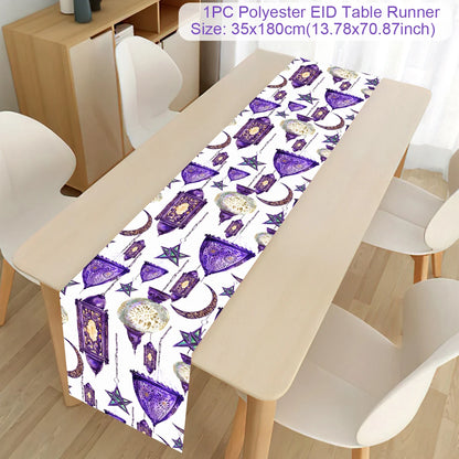 Ramadan Kareem Polyester Table Runner Ramadan Decoration For Home 2025 Islamic Muslim Party Supplies Gift EID Mubarak Al Adha
