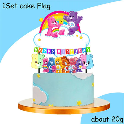Rainbow Bears Birthday Decoration Angle Disposable Tableware Cup Plate Tablecloth Baby Shower Kids Girls Boy Party Supplies