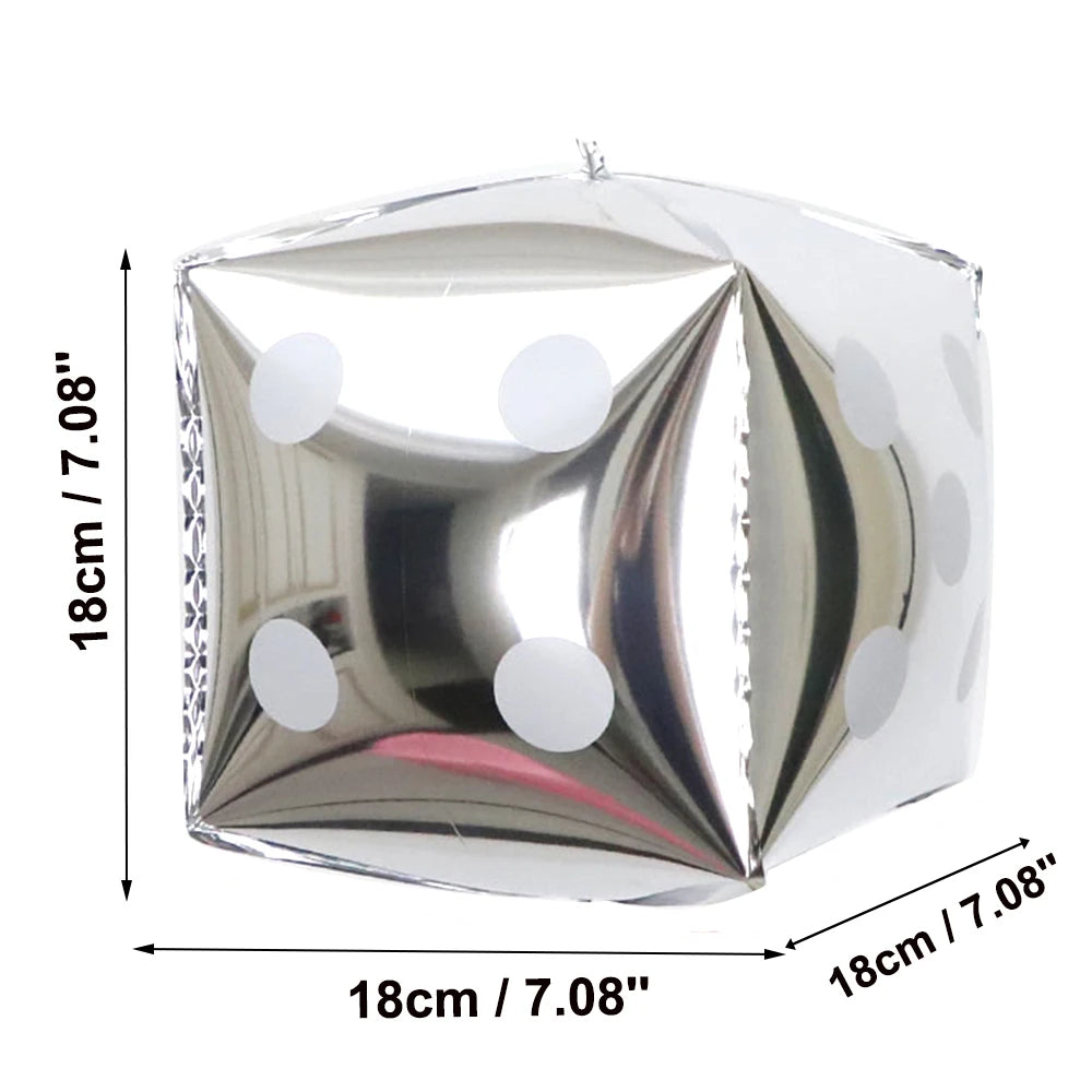 2/6/10pcs/lot 18cm Cube Foil Balloons Dice Foil Ballon Casino Theme Party Adult Birthday Decor Las Vegas Party Poker Theme Party