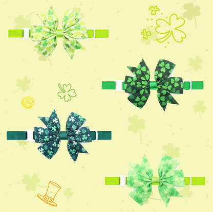 50/100Pcs Saint Patrick Dog Bows Pets St. Patrick's Day Grooming Bows Adjustable Dog Bowties Clover Dog Neckties Accessories