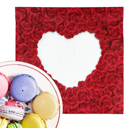 Valentine's Day Rose Heart Coloured Printed Napkins Proposal Engagement Party Tissue Paper Food Grade 2 Ply Unscented Napkins