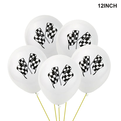 40Inch Checkered 1 2 3 4 5 6 Large Black White Number Balloon Motorcycle Racing Two Fast Race Car Birthday Party Supplies