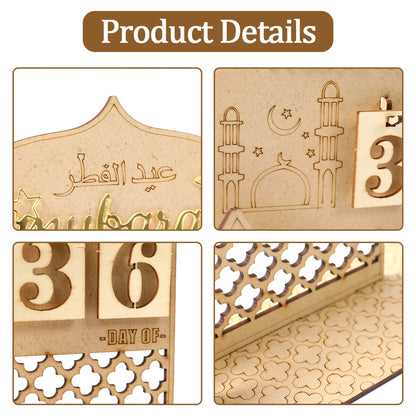Ramadan Kareem Countdown Calendar Ornament Eid Mubarak Decoration 2025 For Home Muslim Islamic Festival Eid Al-Fitr Party Favors