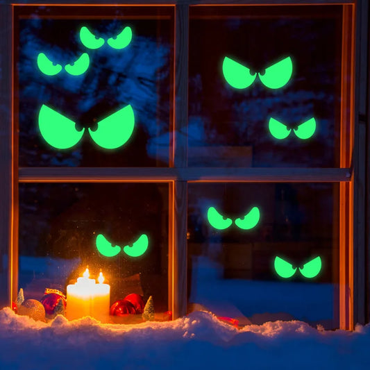Halloween Stickers Luminous Eyes Ghost Party Decoration Stickers Fluorescent Horror Wall Stickers Holiday Party Room Decoration