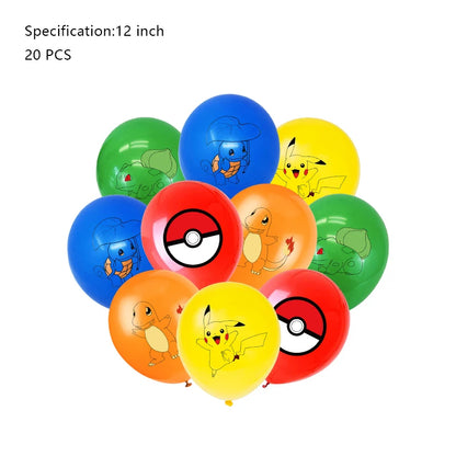 Pokemon Birthday Party Decoration New Lightning Pikachu Balloon For Kids Event Supplies Disposable Tableware Banner Backdrop