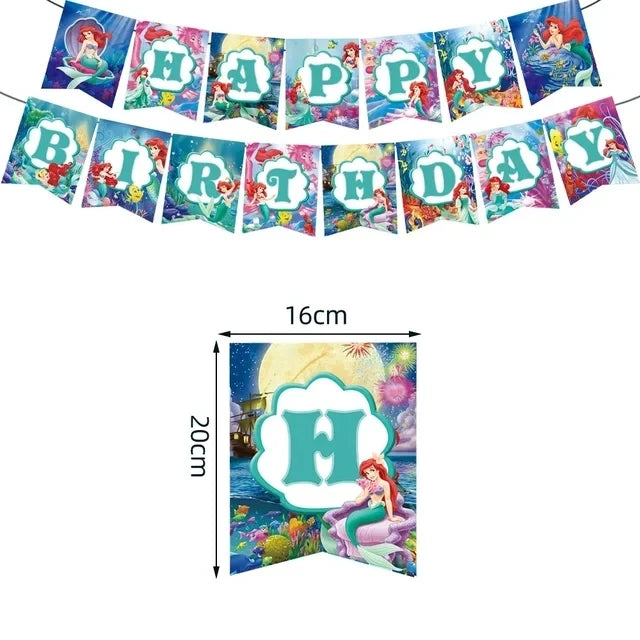 The Little Mermaid Theme Party Supplies  Ariel Princess Paper Napkin Plate Cup Balloons Kid Girls Birthday Party Decoration Gift