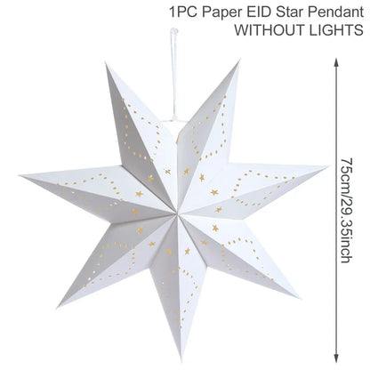 Hollow Star Hanging Pendants Ramadan Decorations 2025 for Home Ramadan Islamic Muslim Party Gifts Eid Mubarak Home Decorations