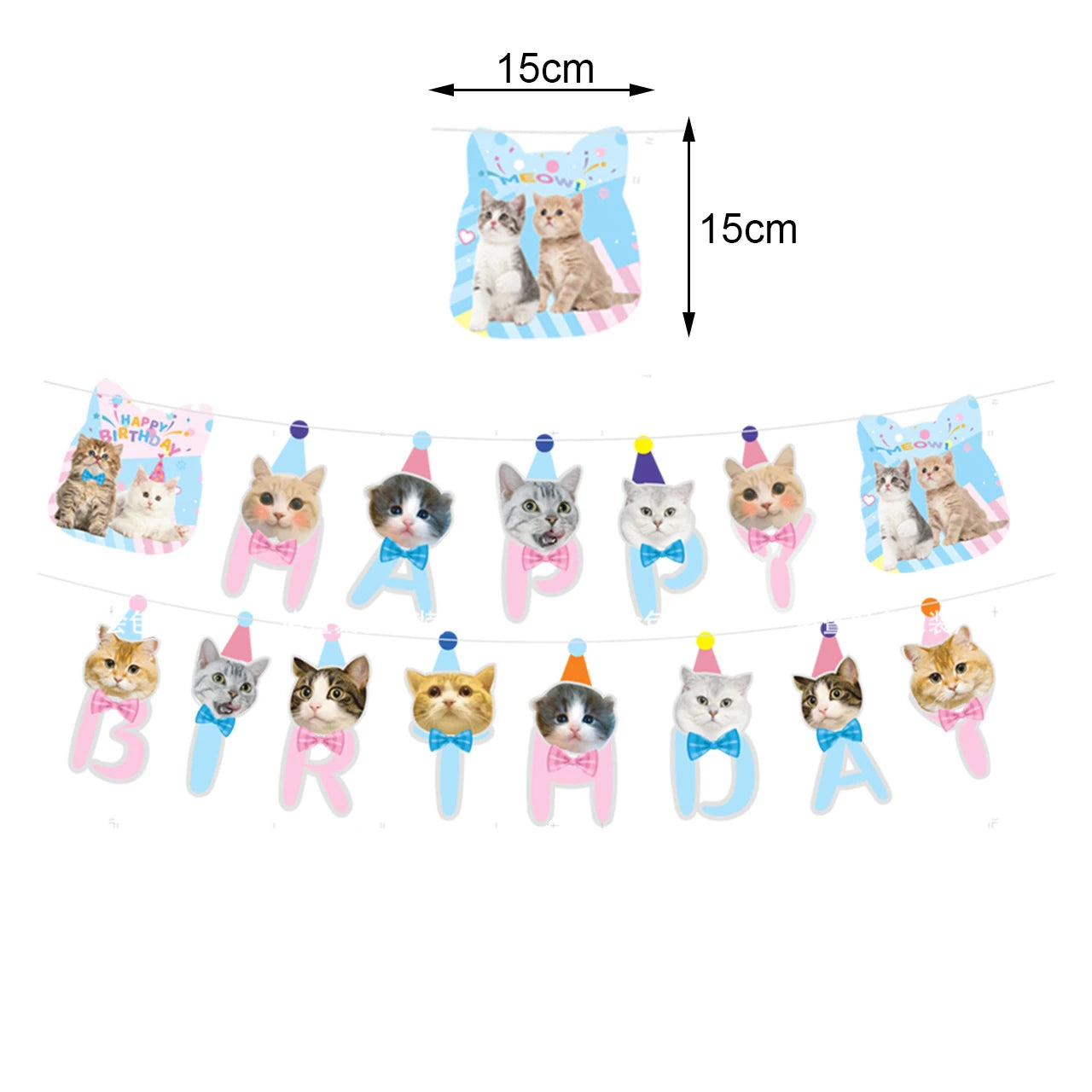 Cat Themed Party Tableware Set Paper Plates Napkins Tablecloth Banner Kitten Girls Birthday Party Decorations Supplies