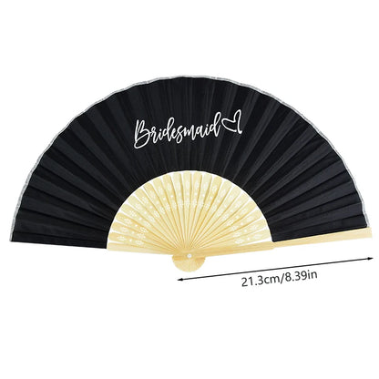 1-6pcs White Wedding Bride Hand Fans Bachelorette Hen Party Bridesmaids Gift Foldable Paper Fan Wedding Bride Shower Party Decor