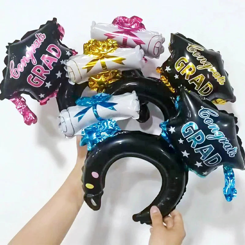 10/30/50-Piece Set New Black Graduation Cap Headband Balloon Set Inflatable 2025 Graduation Season Party Decorations