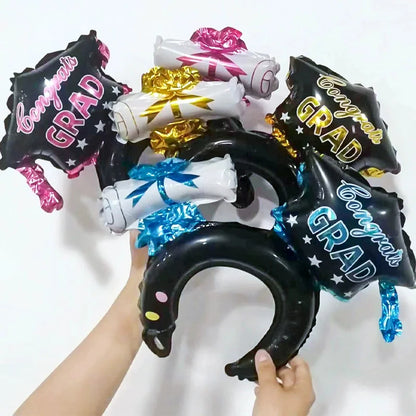 10/30/50-Piece Set New Black Graduation Cap Headband Balloon Set Inflatable 2025 Graduation Season Party Decorations