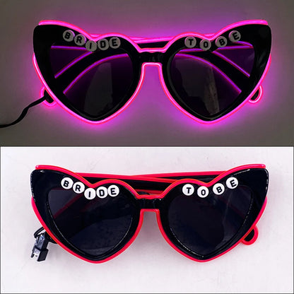 Heart Shaped LED Neon Glasses Luminous Bride To Be Glasses Bachelorette Party Bride Sunglasses gift Wedding Supplies