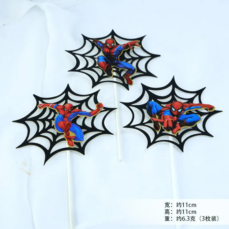 Spiderman Cake Toppers Superhero Birthday Cake Decorations CupCake Topppers Ornaments for Kids Boys Baby Shower Supplies Gifts