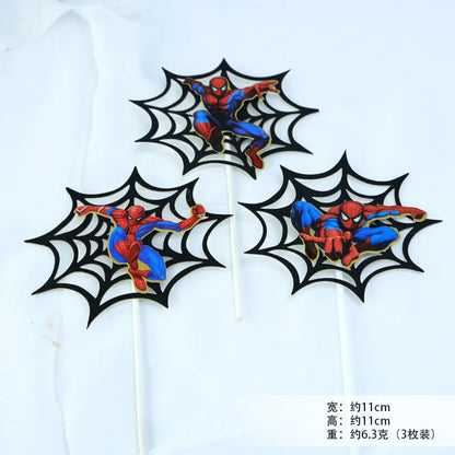 Spiderman Cake Toppers Superhero Birthday Cake Decorations CupCake Topppers Ornaments for Kids Boys Baby Shower Supplies Gifts