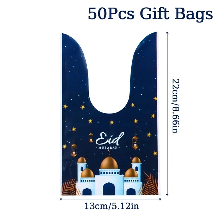 Eid Mubarak Gift Bags Plastic Candy Cookie Bag Ramadan Kareem Decoration 2025 Islamic Muslim Party Supplies Eid Gifts
