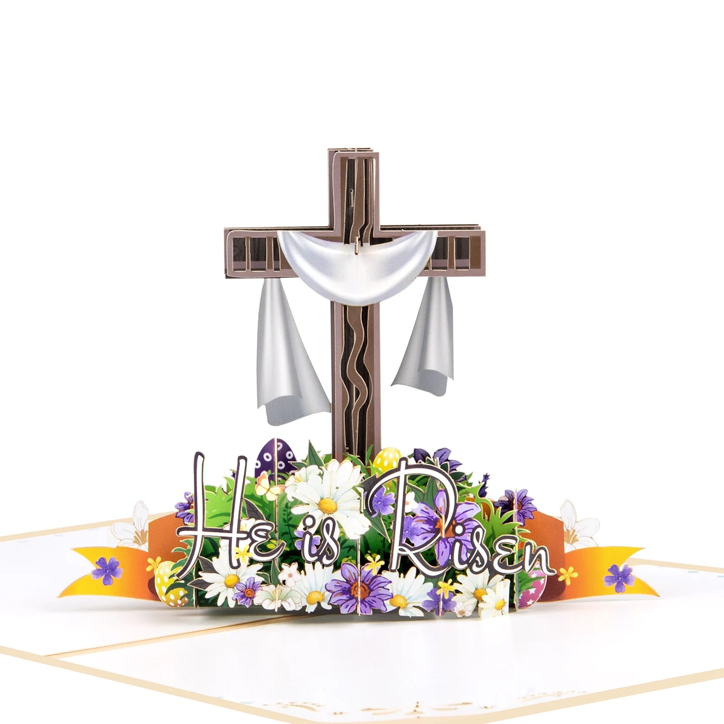 Happy Easter Pop Up Card - 3D Bunny Egg Flowers Basket Greeting Card for Easter
