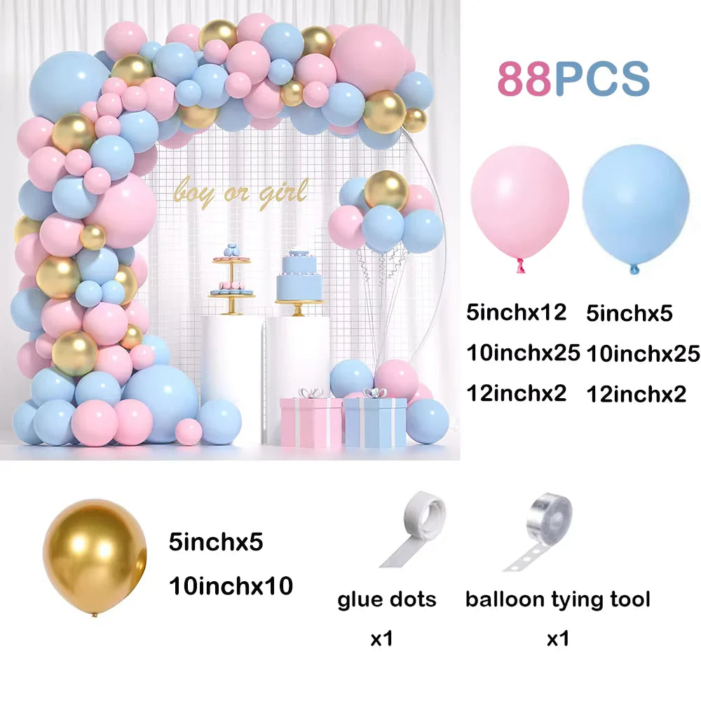 106Pcs Blue Pink Balloons Garland Kit Gender Reveal Balloon Arch Decor Boy or Girl Baby Shower Birthday Party Decorations Globos